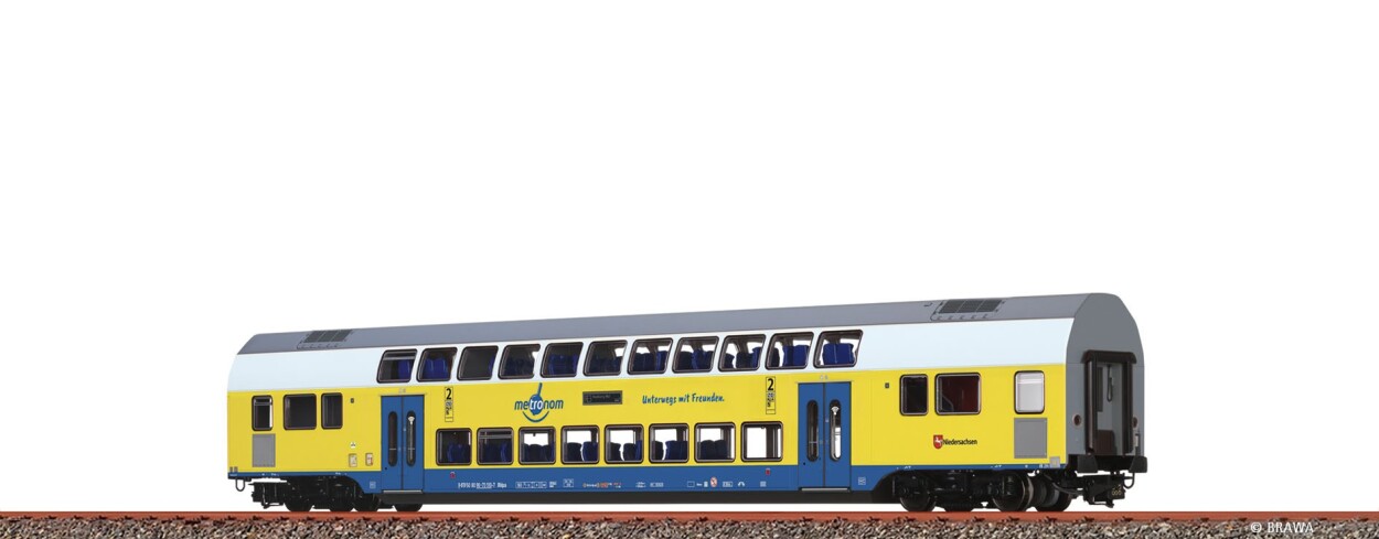Brawa 44595 H0 Doppelstock-Mittelwagen 2. Kl. Metronom (RE 3 Hamburg Hbf) Ep. VI DC Analog BASIC+