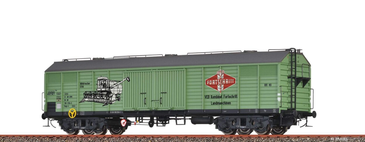 Brawa 50416 H0 Gedeckter Güterwagen Gags-v "Fortschritt" DR Ep. IV