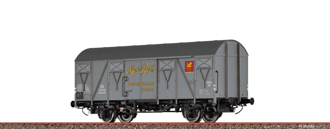 Brawa 51372 H0 Gedeckter Güterwagen Gmhs55 "Moser Roth" DB Ep. III