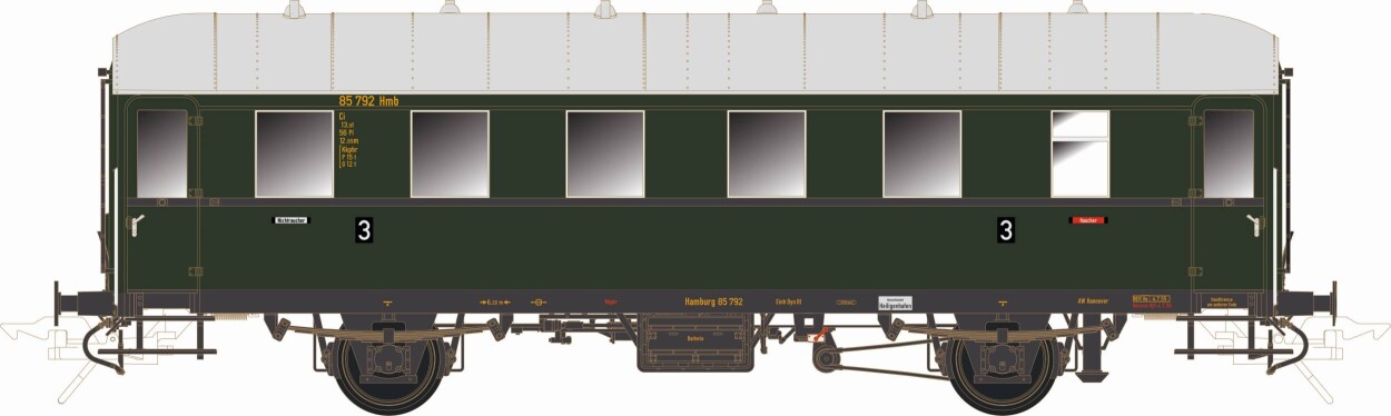 Lenz 41128-01 Einheitsnebenbahnwagen Ci-33, 3. Kl. DB, Ep.3