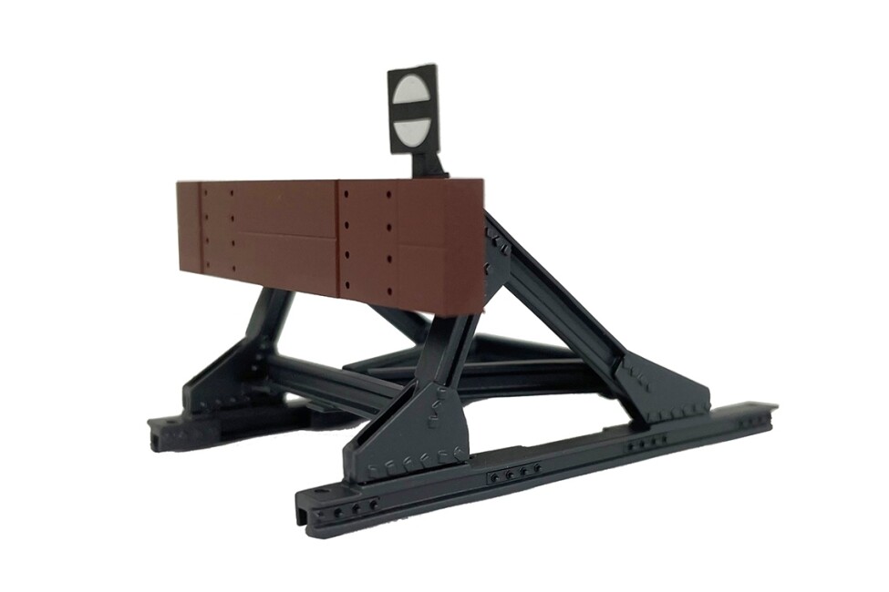 Lenz 55067 Prellbock mit Bohle, Messing Fertigmodell