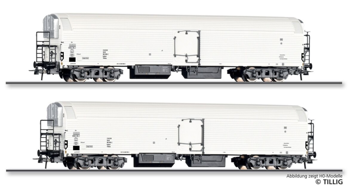 Tillig 01144 Güterwagenset der DR, bestehend aus zwei Maschinenkühlwagen Iaghqrs, Ep. IV -FORMNEUHEIT-