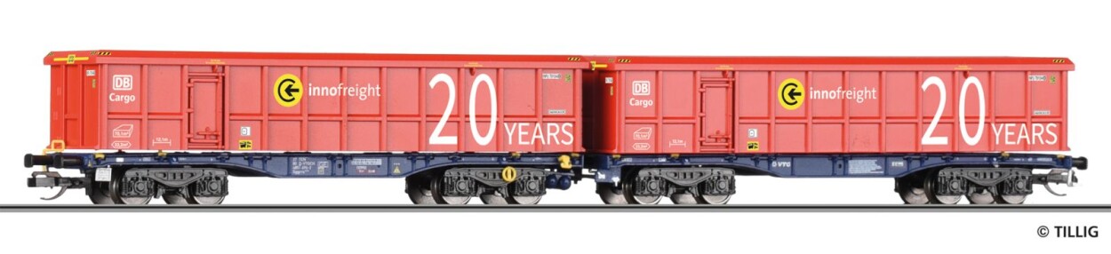 Tillig 15084 Doppeltragwagen InnoWaggon der VTG, beladen mit zwei 40‘ ScrapTainer, Ep. VI -FORMVARIANTE-