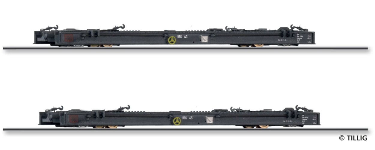 Tillig 15976 Güterwagenset der Brohltal-Schmalspur-Eisenbahn GmbH, bestehend aus zwei Schmalspur-Rollwagen Rf4, Ep. V Einmalauflage 2026