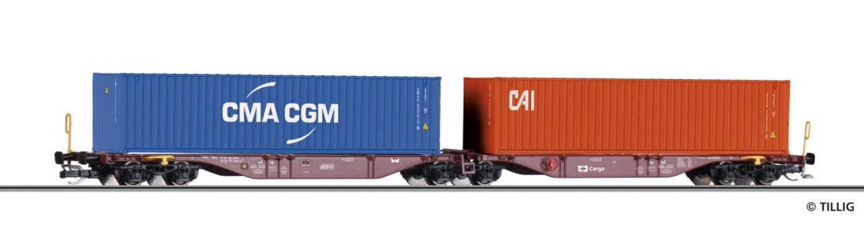 Tillig 18080 Containertragwagen Sggmrss 578.0 der CD Cargo, Ep. VI