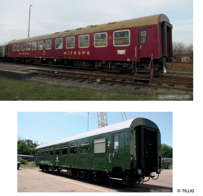 Tillig 70079 Reisezugwagenset „Museumszug der OSEF“ Teil 1, bestehend aus einem Speisewagen WR und einem Reisezugwagen 2. Klasse Bghw, Ep. VI Einmalauflage 2026