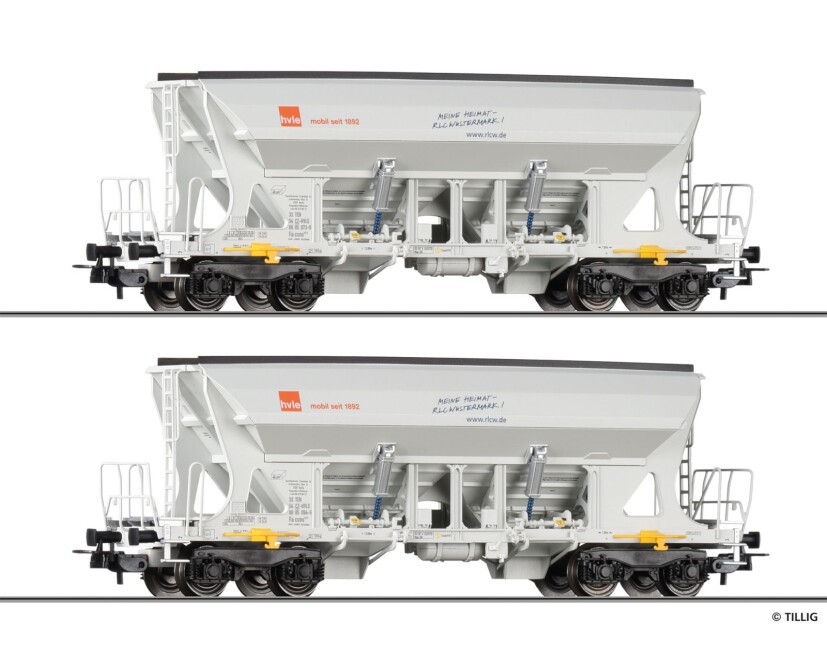Tillig 70086 Güterwagenset der HVLE, bestehend aus zwei Selbstentladewagen Faccns, Ep. VI