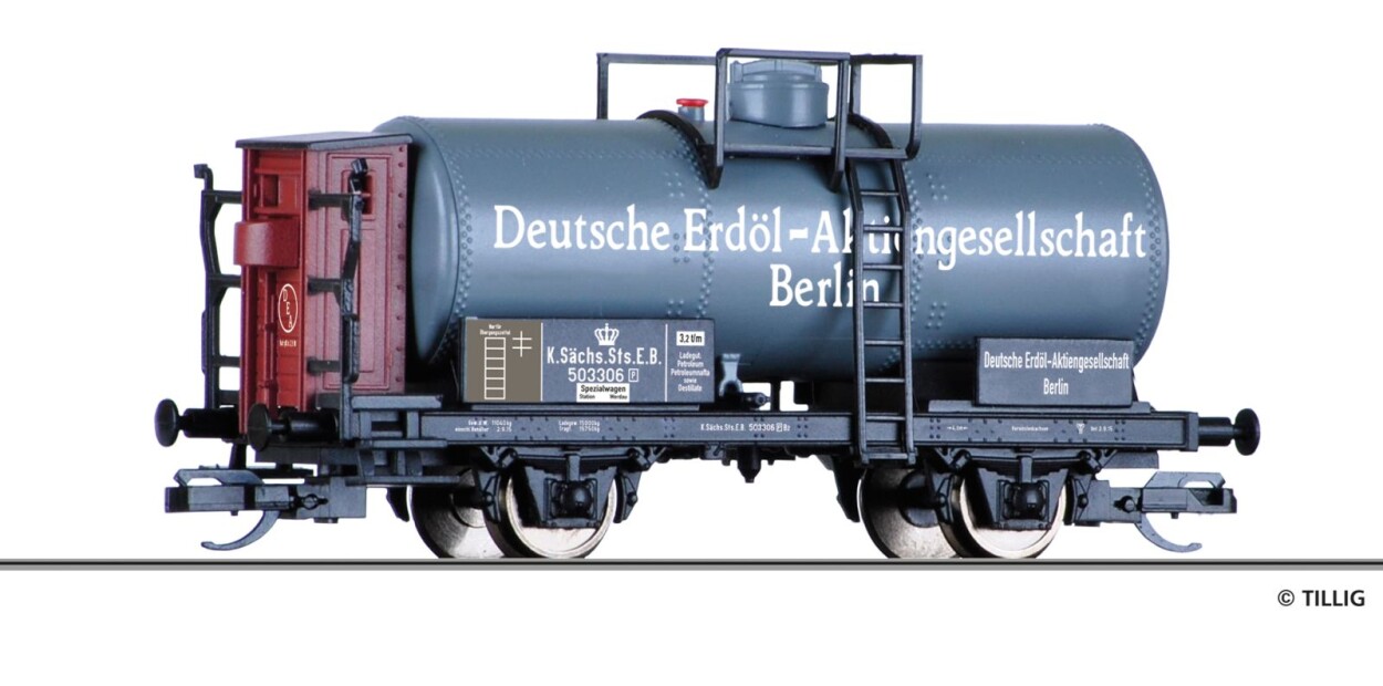 Tillig 95878 Kesselwagen „Deutsche Erdöl-Aktiengesellschaft“, eingestellt bei der K.Sächs.Sts.E.B., Ep. I