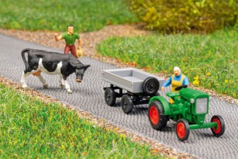 Auhagen 44659 Deutz-Schlepper F1M414 mit Anh&auml;nger