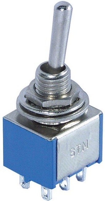 Schönwitz 51026 10 Stück Mini Miniatur Kippschalter 6-polig EIN / AUS / EIN 3 Stellungen 250V 3A