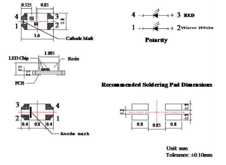 Schönwitz 51064 DUO Bi-Color LED SMD 0603 warmweiß / rot