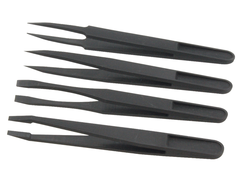 Schönwitz 11284 Pinzetten Set Sortiment - 4 teilig - Kunststoff ESD - 110mm