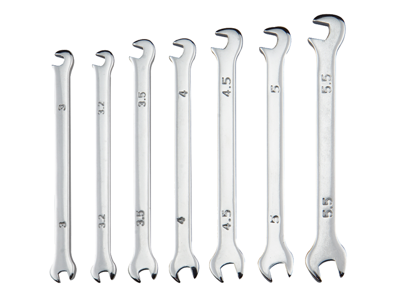 Schönwitz 12490 Mini Doppel Steckschlüssel Maulschlüssel Set 3mm bis 5,5mm 7-tlg.