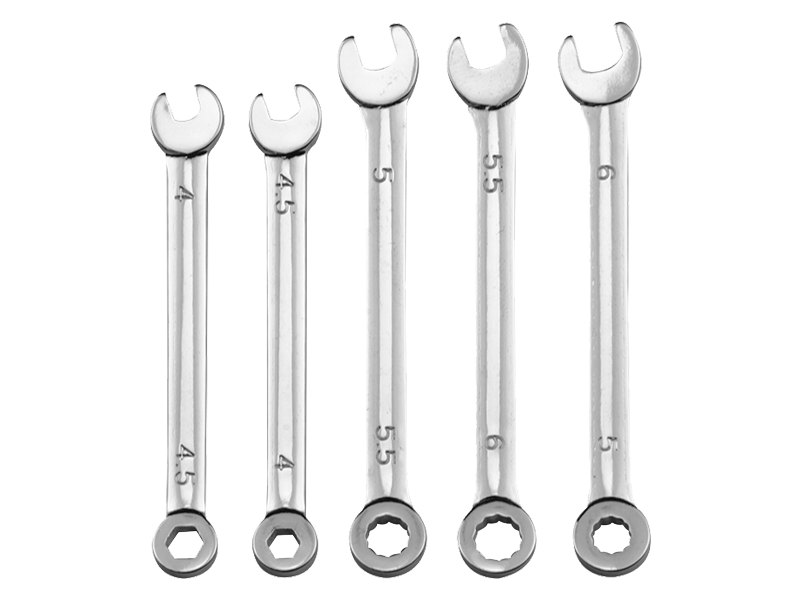 Schönwitz 12492 Mini Steckschlüssel Ring-Maulschlüssel Set 4mm bis 6mm 5-tlg.