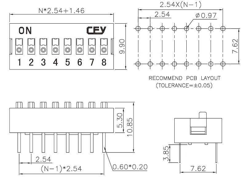 Schönwitz 50780 Dip Schalter Kodierschalter Schiebeschalter 6 pol