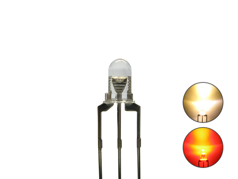 Schönwitz 50804 DUO Bi-Color LED 3mm klar 3pin Anode warmweiß / rot