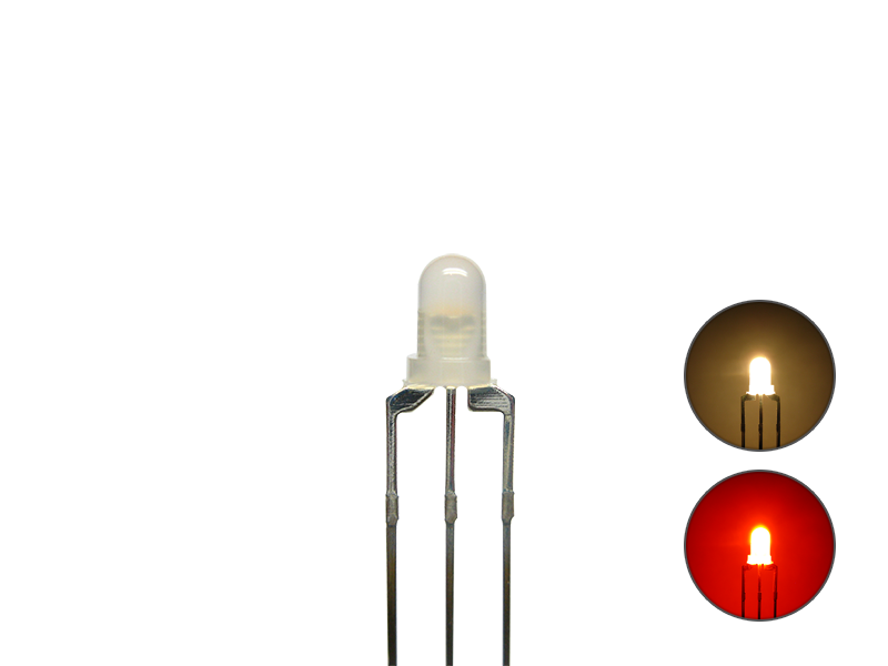Schönwitz 50818 DUO Bi-Color LED 3mm diffus 3pin Anode warmweiß / rot