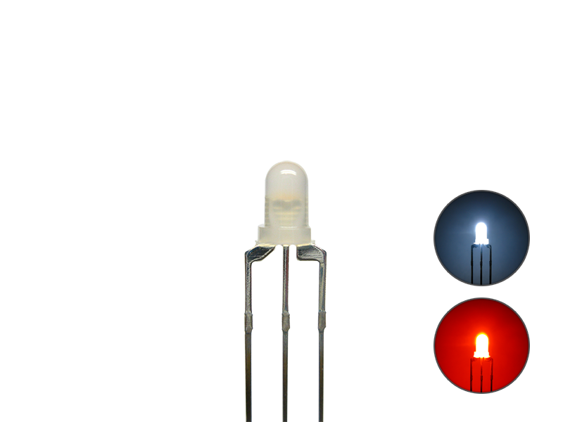 Schönwitz 50819 DUO Bi-Color LED 3mm diffus 3pin Anode kaltweiß / rot