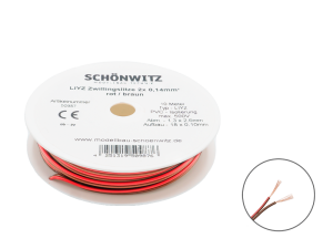 Sch&ouml;nwitz 50987 10m LIYZ Zwillingslitze 2x 0,14mm&sup2; rot / braun