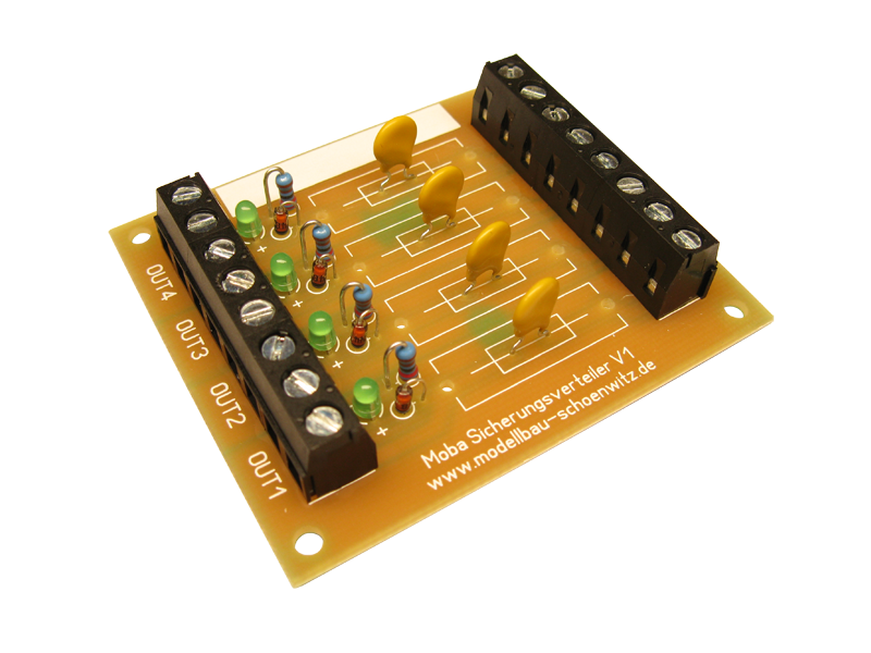 Schönwitz 50186 4-fach Modellbahn Moba Sicherungsverteiler V1 mit PTC Sicherungen