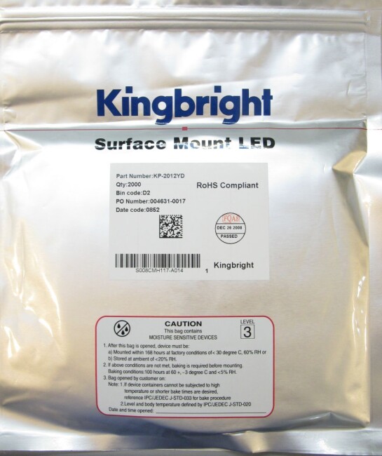 Schönwitz LED-Restposten-5 2000 Stück LED SMD 0805 gelb diffus Kingbright KP-2012YD