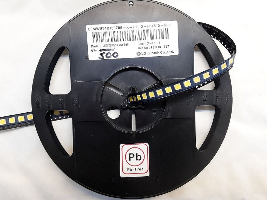 Schönwitz LED-Restposten-57 500 Stück LED SMD kaltweiß 6530K LG Innotek LEMWH51X75FZ00