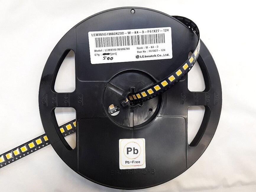 Schönwitz LED-Restposten-59 500 Stück LED SMD kaltweiß 3465K LG Innotek LEMWH51W80KZ00