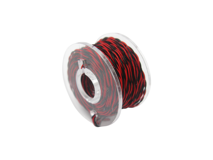 Schönwitz 51289 5 Meter Spule Mikrokabel Litze flexibel FEP rot schwarz verdrillt 2 x 0,014mm²
