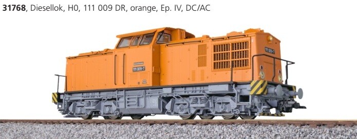 ESU 31768 V100 Diesellok 111 009 orange DR Ep. IV Sound + Dampf