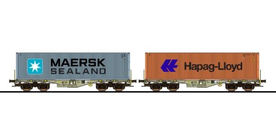 ESU 36604 Containertragwagen 2er-Set, H0, Sgmmns,...