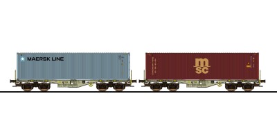ESU 36605 Containertragwagen 2er-Set, H0, Sgmmns,...
