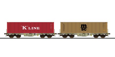 ESU 36606 Containertragwagen 2er-Set, H0, Sgmmns,...