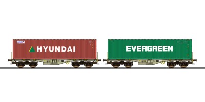 ESU 36609 Containertragwagen 2er-Set, H0, Sgmmns,...