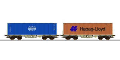 ESU 36610 Containertragwagen 2er-Set, H0, Sgmmns,...