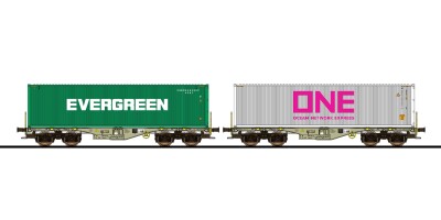 ESU 36611 Containertragwagen 2er-Set, H0, Sgmmns,...