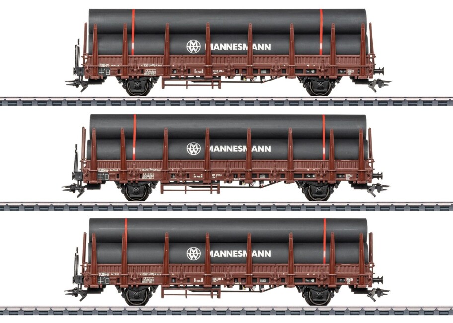 Märklin 46563 Rungenwagen-Set 1 mit Stahlröhren-Beladung