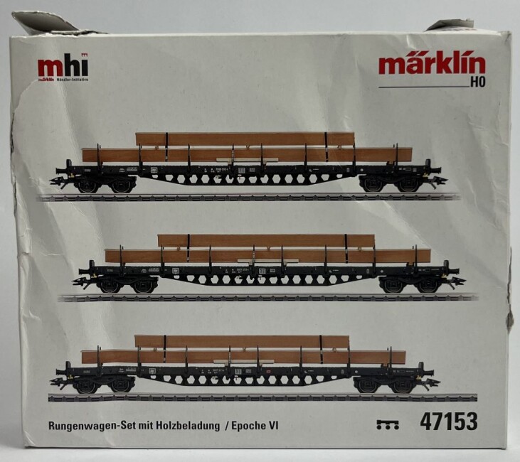 B-Ware Märklin 47153 H0 Rungenwagen-Set Rs 684 Holzbeladung Ep. VI DB AG, MHI