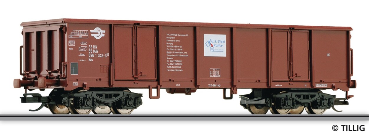 Tillig 502570 Offener Güterwagen Eas, "US Steel" der MAV, Ep. V (ex. 15234)
