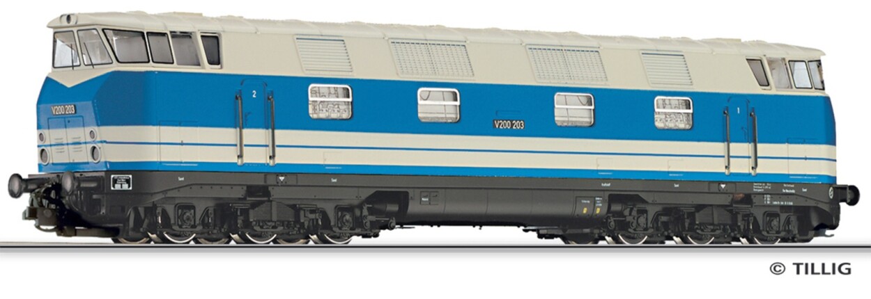 Tillig 502583 Diesellokomotive V200 203 (GFK) der DR, Ep.III (ex. 02656)
