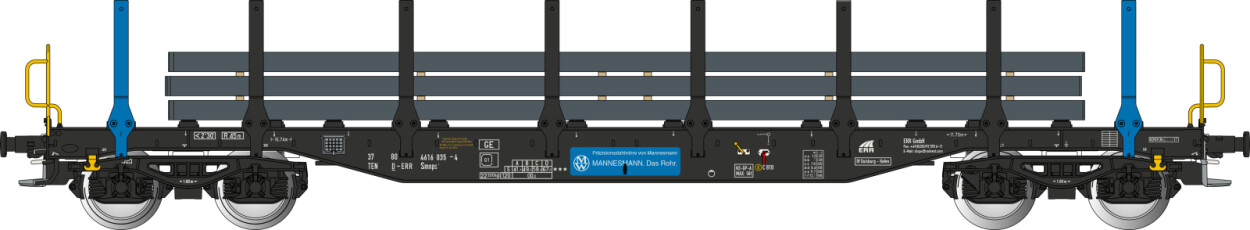 Albert Modell 461009 Flachwagen Smnps, schwarz/blau, D-ERR, Ep.VI