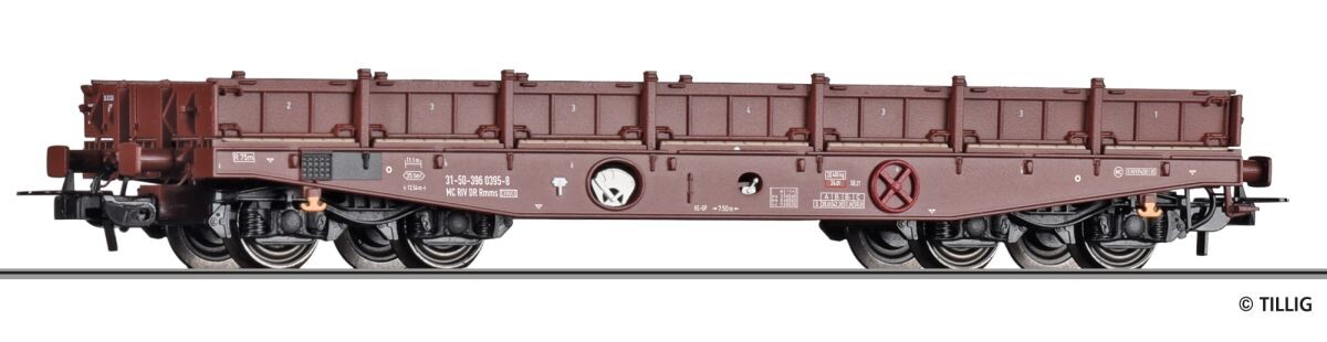Tillig 77086 Schwerlastwagen Rmms 3960 der DR, beladen mit Stahlblechen, Ep. IV