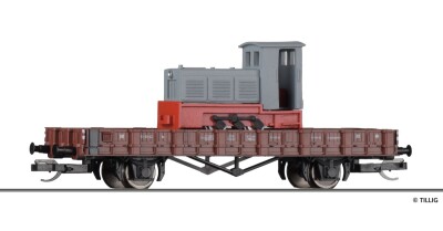 Tillig 502901 Niederbordwagen der DR, beladen mit...