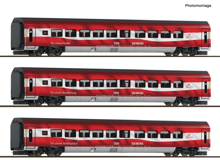 Roco 6280097 3-tlg. Set 2: Railjet „175 Jahre Eisenbahnen in Österreich“, ÖBB, Ep. VI