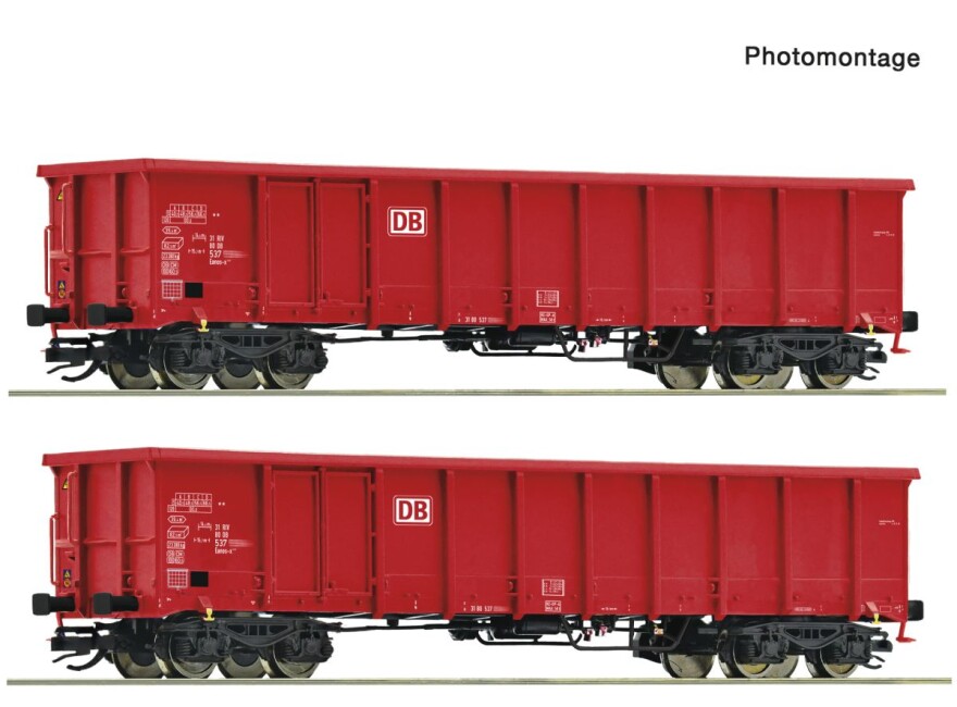 Roco 6680052 2-tlg. Set: Offene Güterwagen, DB AG, Ep. VI