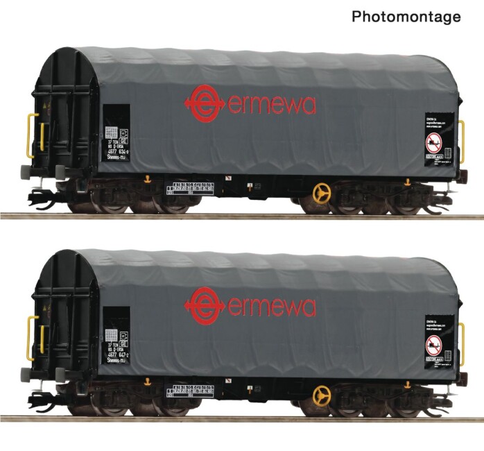 Roco 6680058 2-tlg. Set: Schiebeplanenwagen, Ermewa, Ep. VI