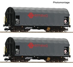 Roco 6680058 2-tlg. Set: Schiebeplanenwagen, Ermewa, Ep. VI