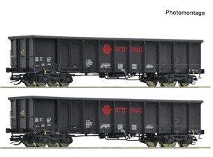 Roco 6680053 2-tlg. Set: Offene G&uuml;terwagen, Ermewa,...