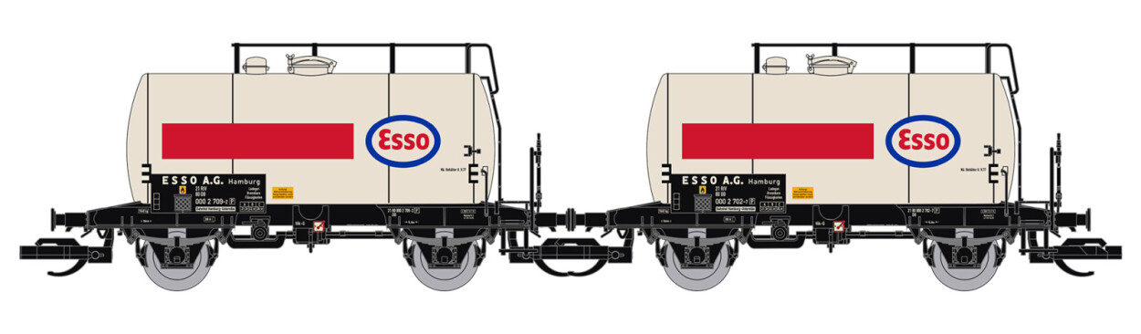 Saxonia 120291 2-teiliges Kesselwagen-Set Deutz „ESSO“, DB, Ep. IV