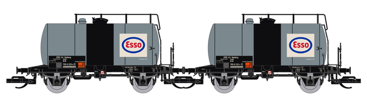 Saxonia 120292 2-teiliges Kesselwagen-Set Deutz „ESSO“, DB, Ep. IV