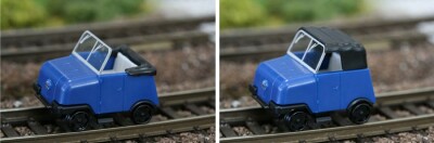 KRES 50077 Gleiskraftrad GKR Typ 1 Schienentrabi blau geschlossen Komplettmodell